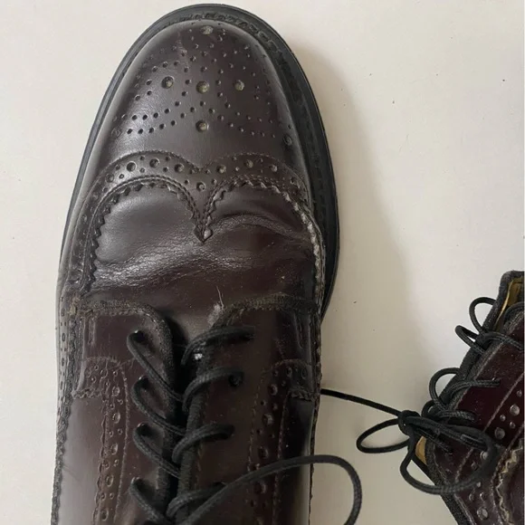 Vintage Sears wing tip leather Oxford shoes brown 7.5 - Picture 3 of 12